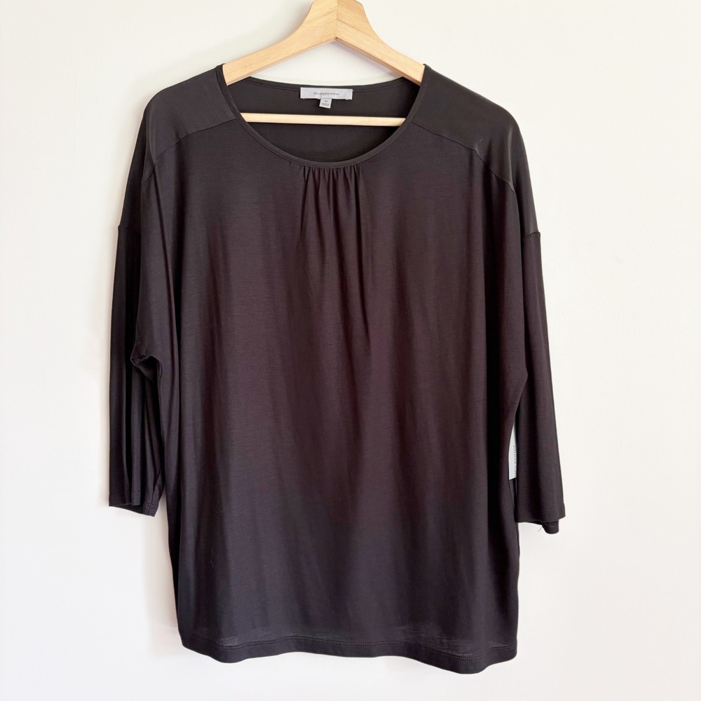 Classiques Entier Top Size Medium Silk Blend Black Two Panel 3/4 Sleeves‎ NWT